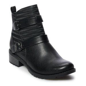 Croft & Barrow Black Strap Ankle Boots - Women's 5.5 EUR 36 UK 3.5